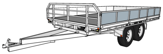 3.6 x 2.0m flatbed trailer with headboard and sides