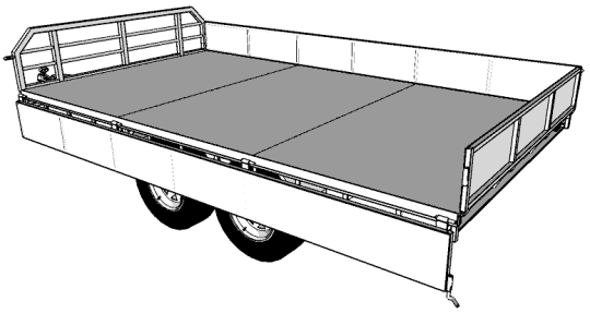flatbed trailer with folding sides and removable headboard